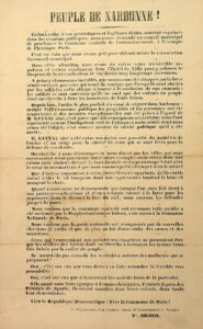 Proclamation au Peuple de Narbonne 1871